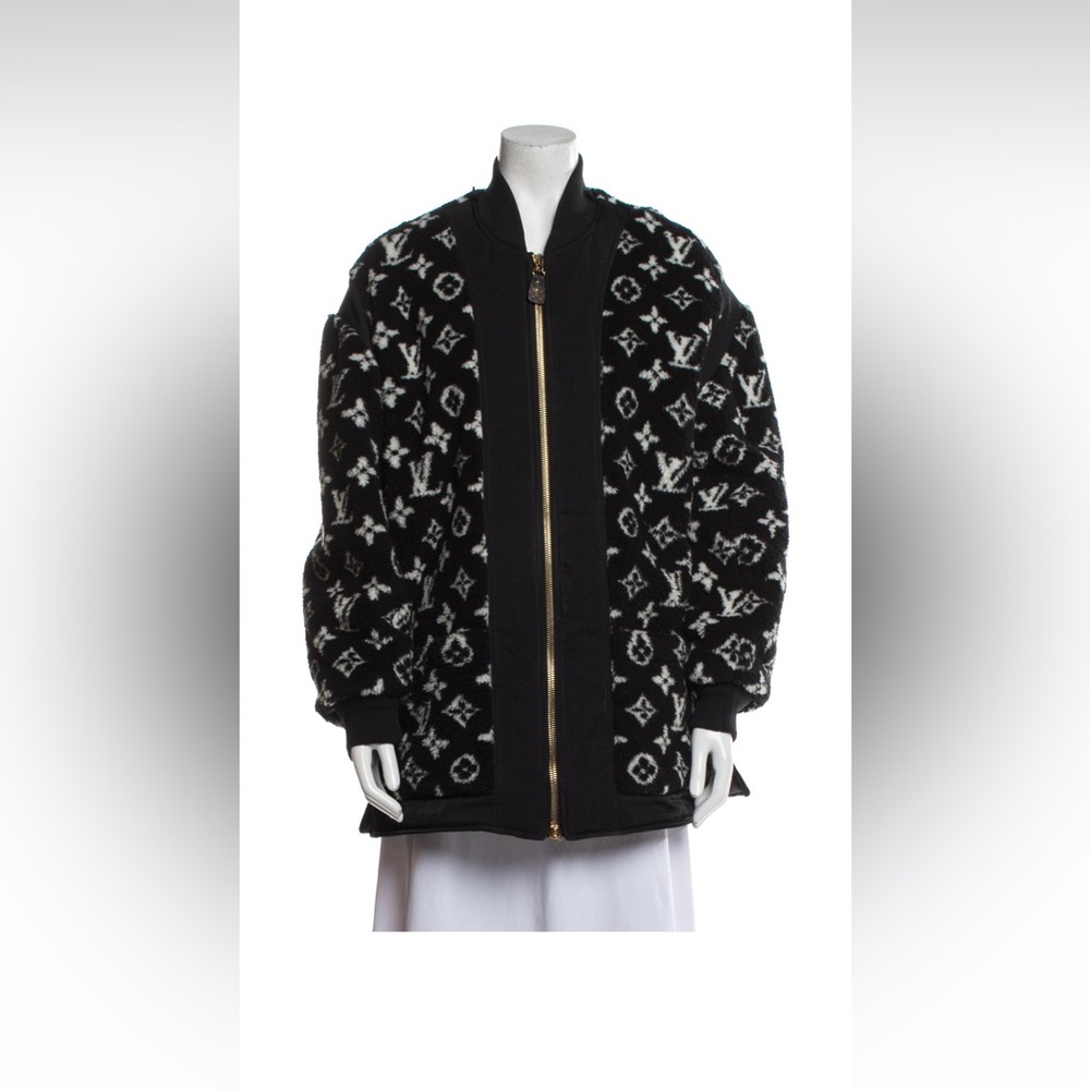 Louis Vuitton Monogram Black and White Teddy Bomber Jacket Size 6 (medium)